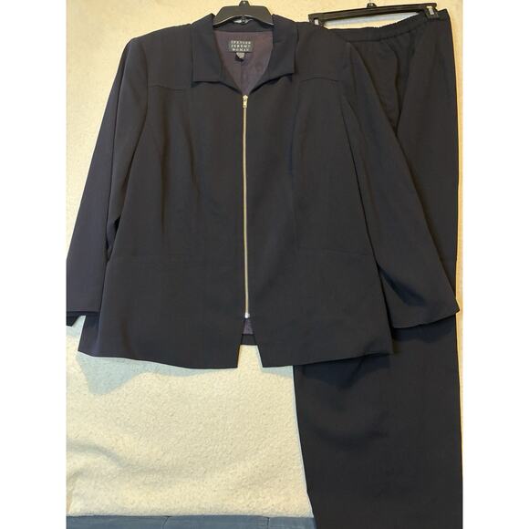 Spenser Jeremy Navy Blue Zip Front Jacket & Elastic Waist Pant Suit Plus size 24 - Picture 1 of 15